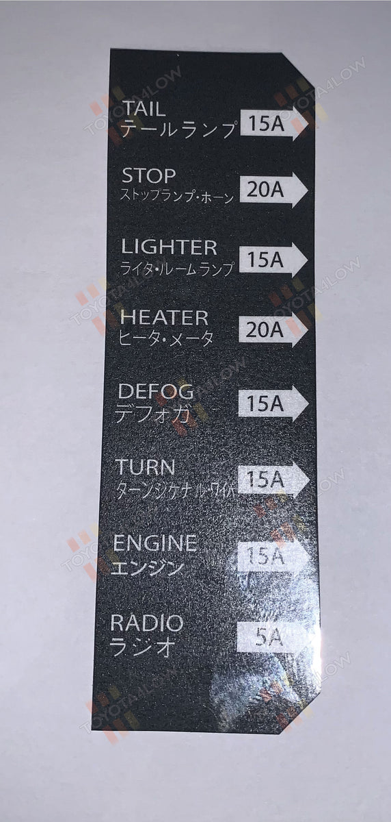 1976 Celica In-Dash Fuse box Decal – Toyota4Low