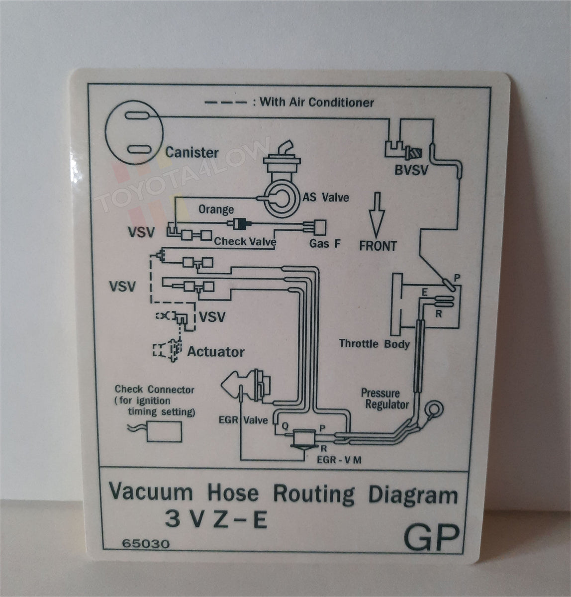 1989 Vacuum Diagram Decal V6 3VZE GP Toyota4Low