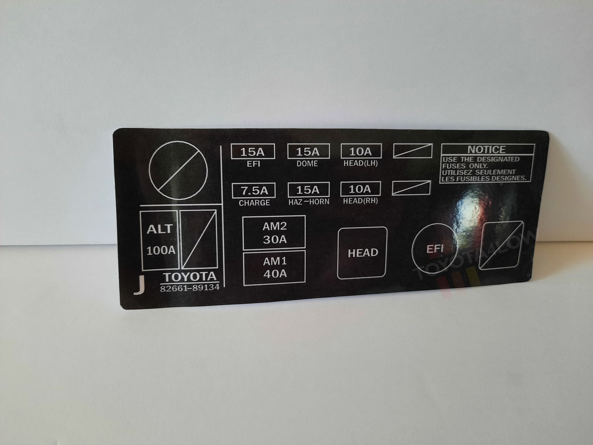 1990-95 Fuse Box Decal for V6 - Version J – Toyota4Low