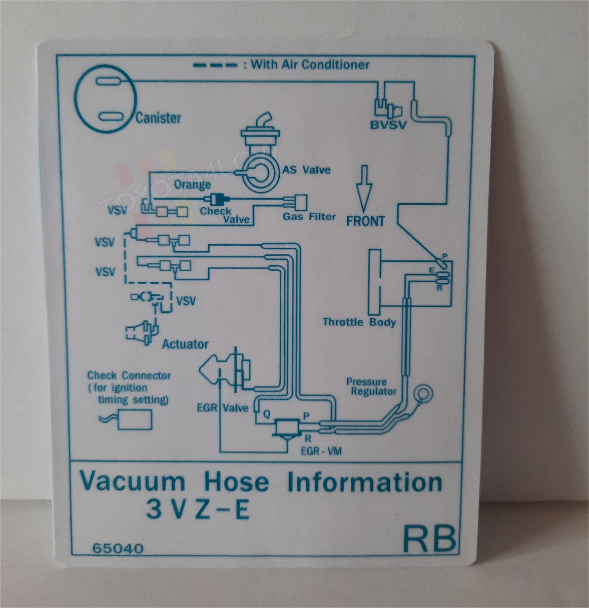 1991 Vacuum Diagram Decal V6 3VZE RB Toyota4Low