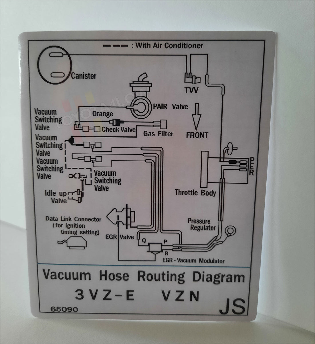 1995 Vacuum Diagram Decal V6 3VZE VZN JS Toyota4Low