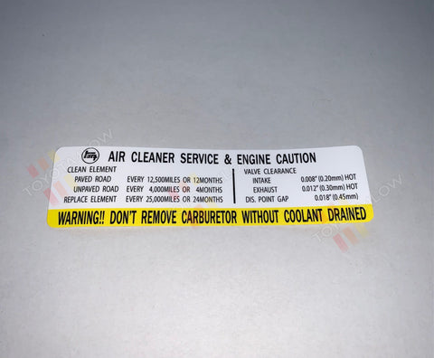 Air Cleaner Service & Engine Caution 20R Celica Ver. 1