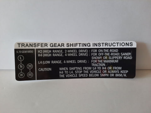 1984-89 Twin Stick Transfer Case Decal