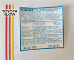 1985 4A-GE Emissions Decal FED Corolla