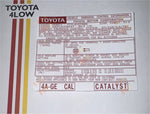 1985 4A-GE Emissions Decal CAL Corolla