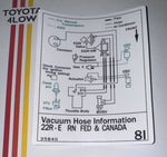 1987 Vacuum Diagram Decal - 22RE Fed #81