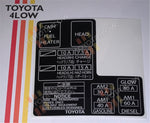 1986-89 Fuse Box Decal w/15amp Haz-Horn, "TOYOTA" and Gasoline - White