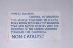 1976 Celica Emission Information Decal