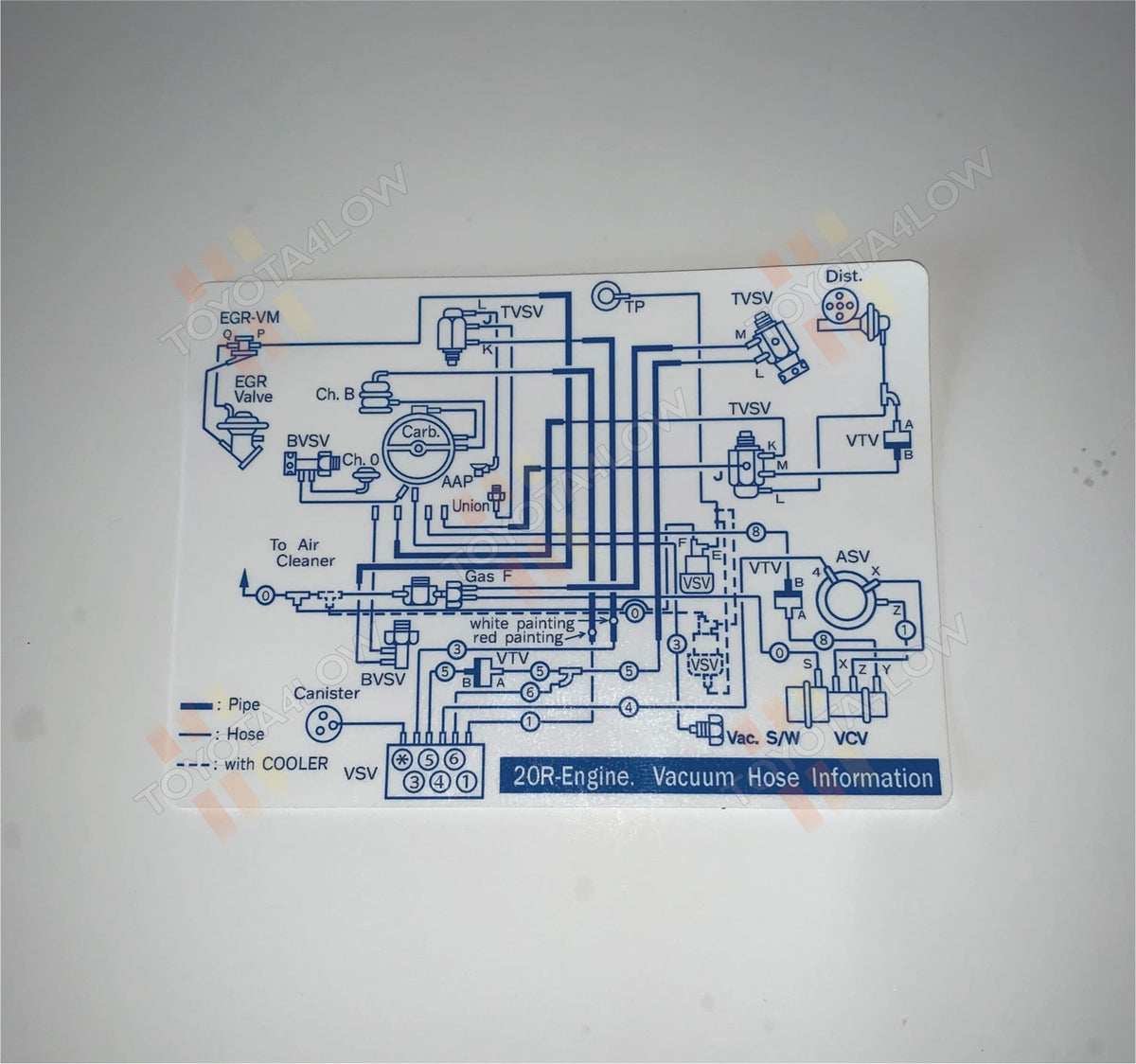 1979 Vacuum Diagram Decal 20R Cal Toyota4Low