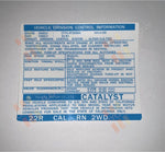 1982 Emissions Decal - 22R Cal 2WD