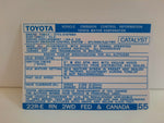 1984 Emissions Decal - 22RE 2WD Fed/Canada #55