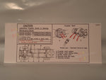 1984-85 Front Axle - Chassis Lube Instruction Card