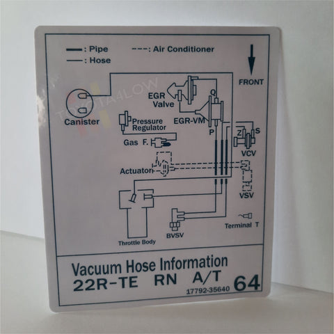 1985 Vacuum Diagram Decal - 22RTE A/T #64