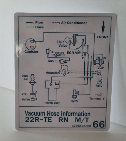 1986 Vacuum Diagram Decal - 22RTE Turbo #66