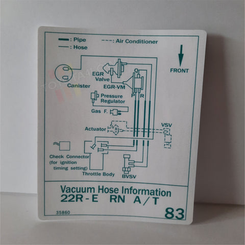 1987 Vacuum Diagram Decal - 22RE A/T #83