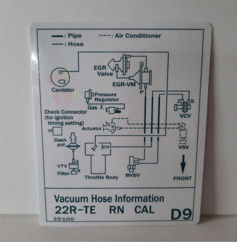1988 Vacuum Diagram Decal - 22RTE Turbo Cal #D9