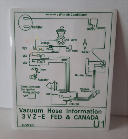 1988 and 1989 Vacuum Diagram Decal - V6 3VZE Fed #U1