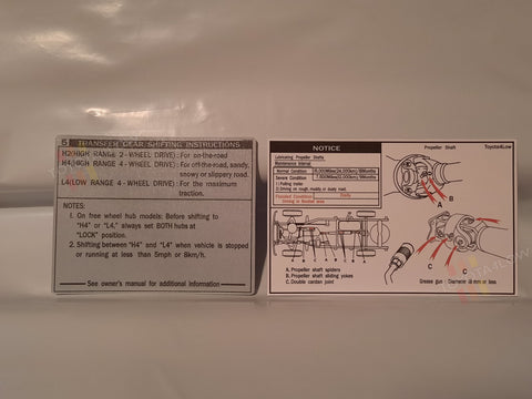 1989-95 Chassis Lube Card and #5 Transfer Case Instructions for M/T
