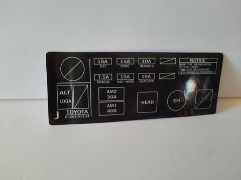 1990-95 Fuse Box Decal for V6 - Version J