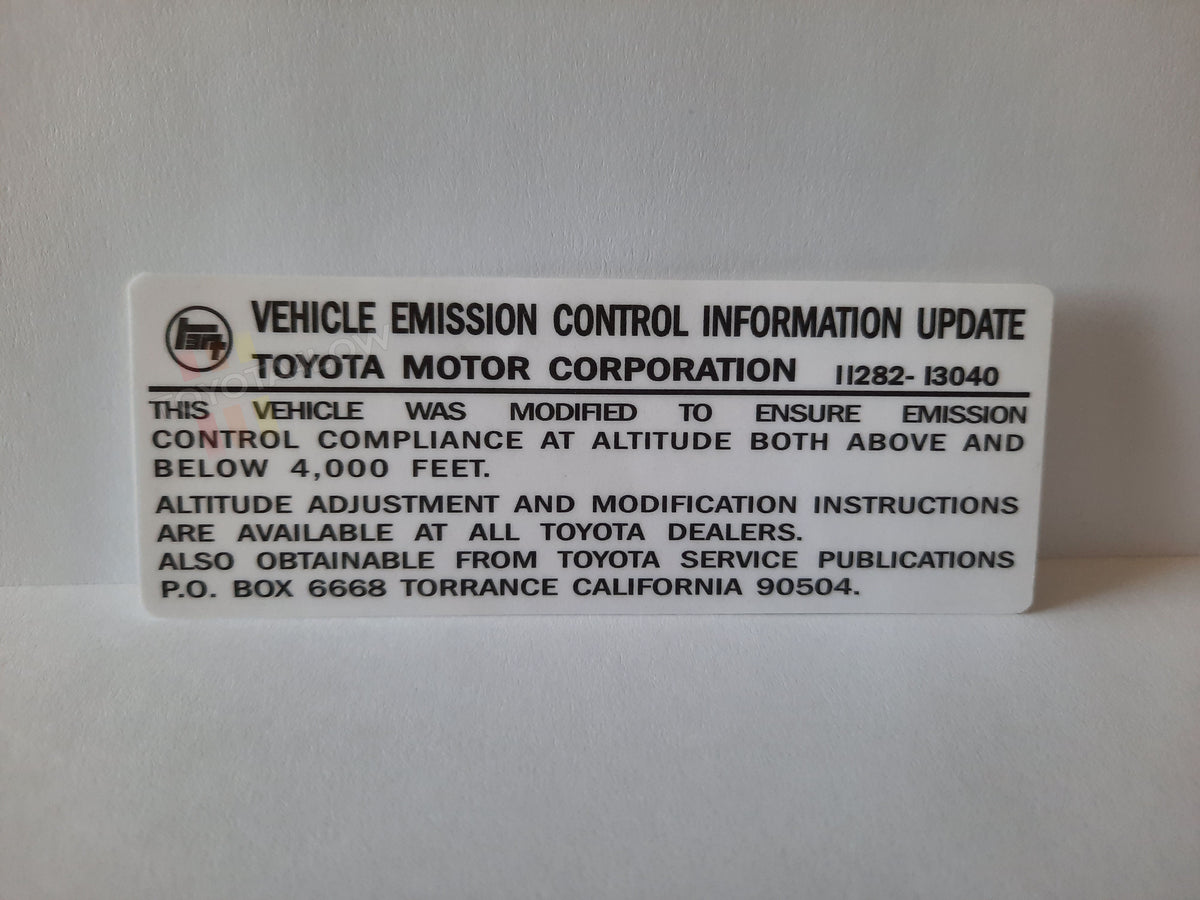 1978-83 Emission Control Update Decal – Toyota4Low