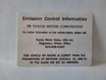 1989-95 Emission Control Update Decal