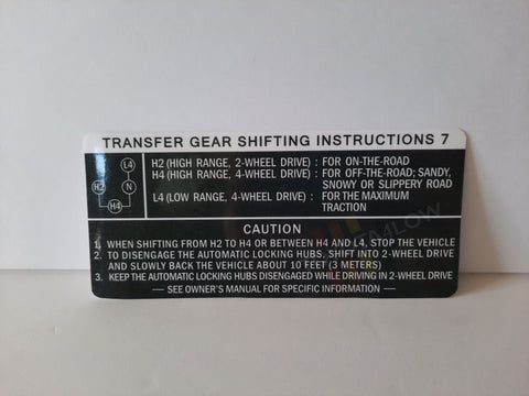 1984-89 Auto Hubs Transfer Case Decal