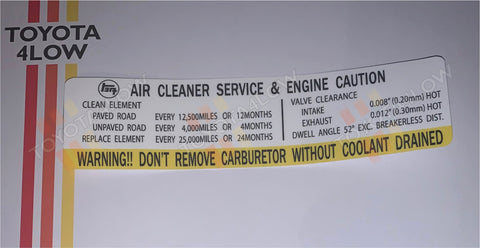 Air Cleaner Service & Engine Caution 20R Celica Ver. 2
