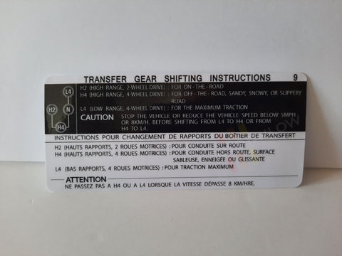 1984-89 French/Canadian Transfer Case Decal